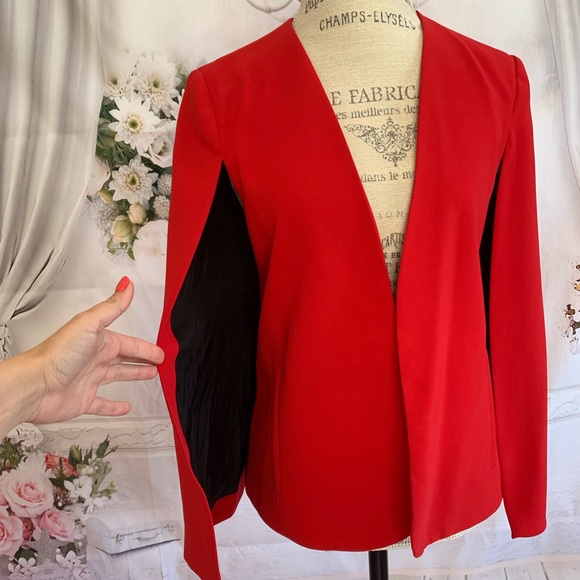 zara red cape blazer